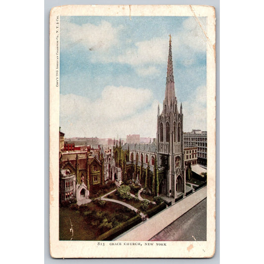 New York City NY Grace Church 1905 White Border Postcard American Colortype