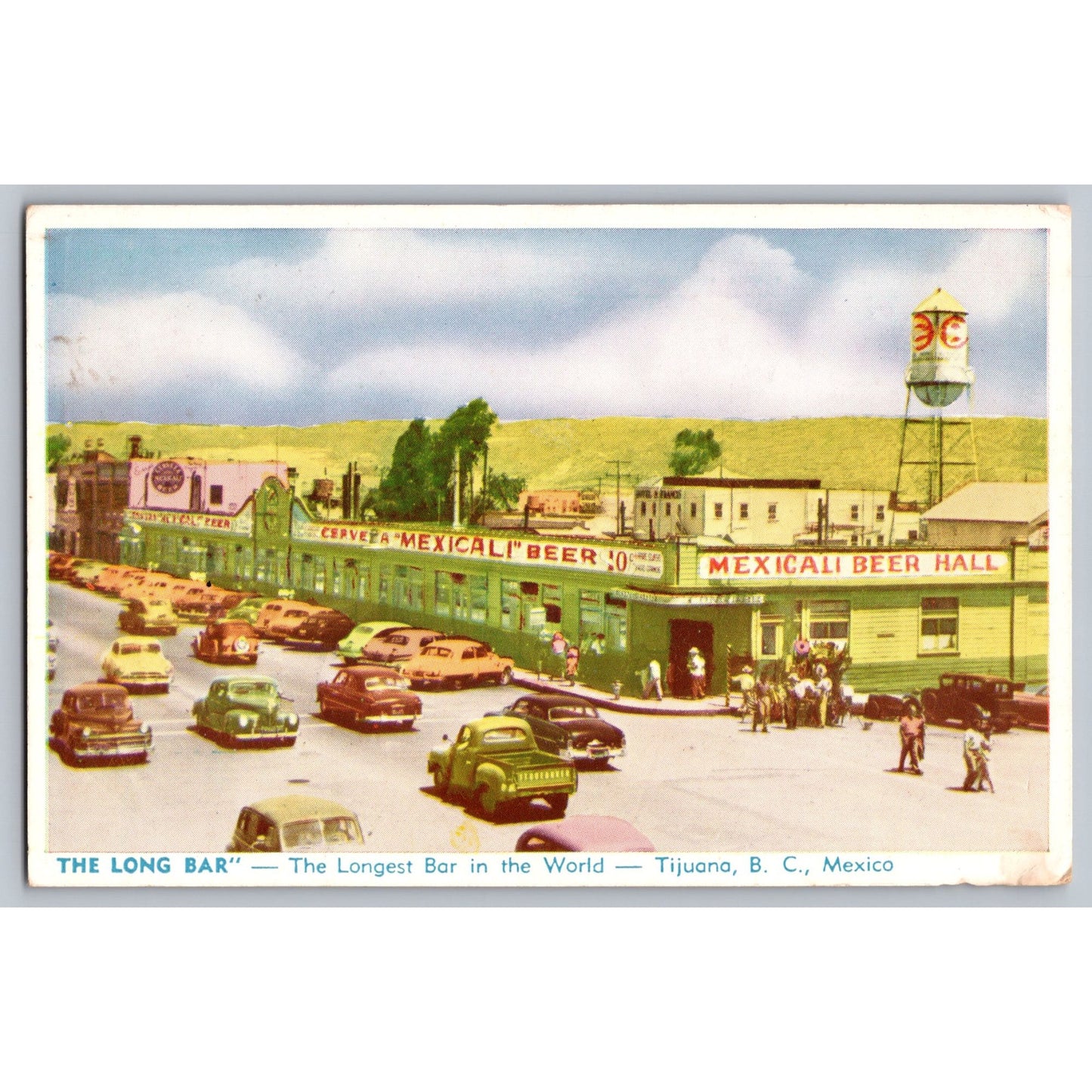 Tijuana Mexico The Long Bar Mexicali Beer Hall 1940s Postcard Unused