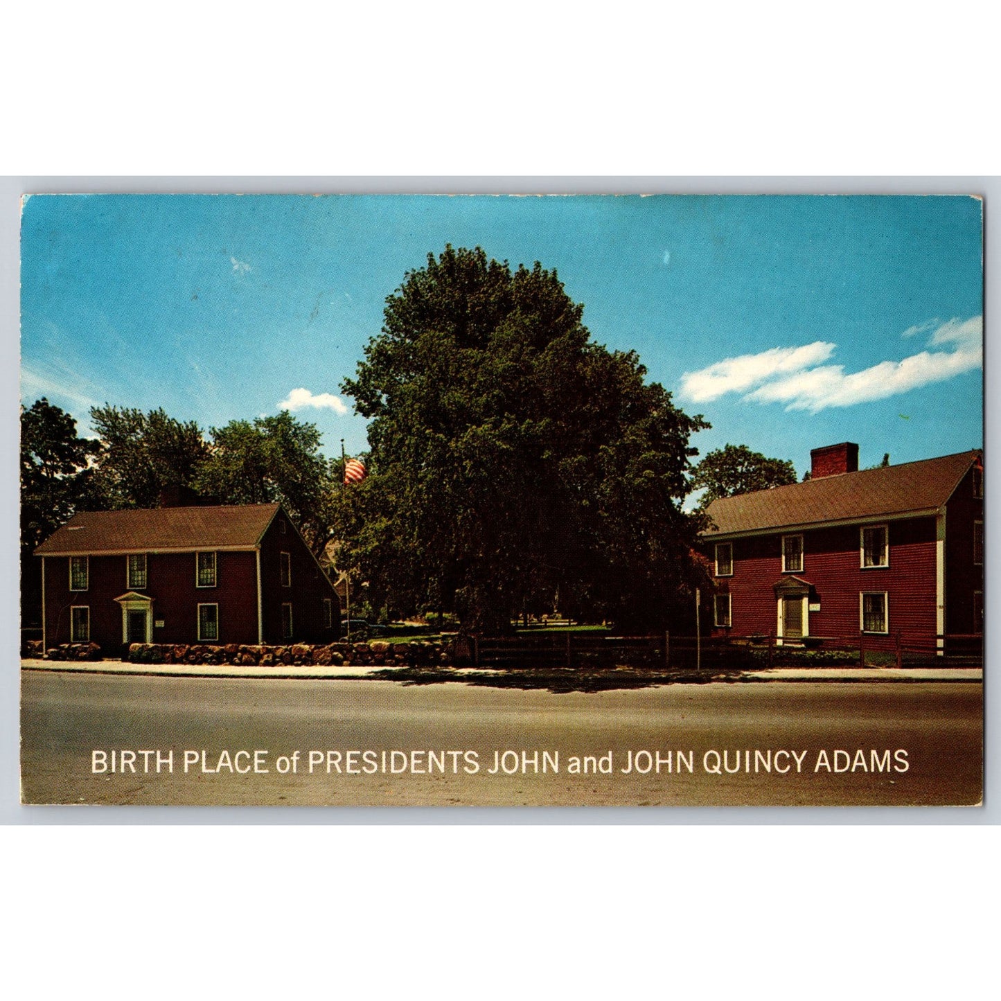 Quincy MA Massachusetts Birthplace Presidents John & John Quincy Adams Postcard