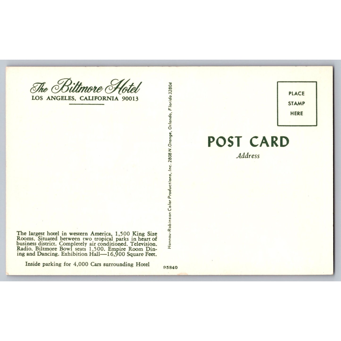Los Angeles CA California The Biltmore Hotel Chrome Postcard Unused