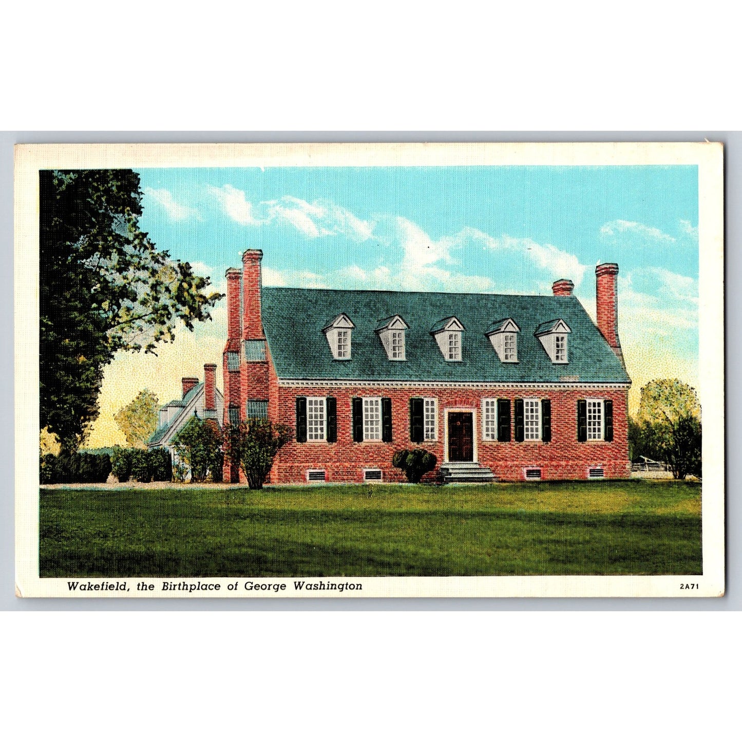 Fredericksburg VA Virginia Wakefield George Washington Birthplace Postcard