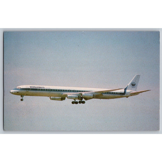 Worldways Canada McDonnell Douglas DC-8-63 Airplane Postcard Aviation Collectible