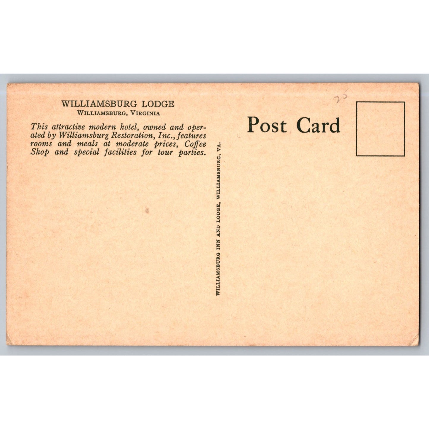 Williamsburg VA Virginia Lodge Historic Hotel Exterior Early 1900s Postcard