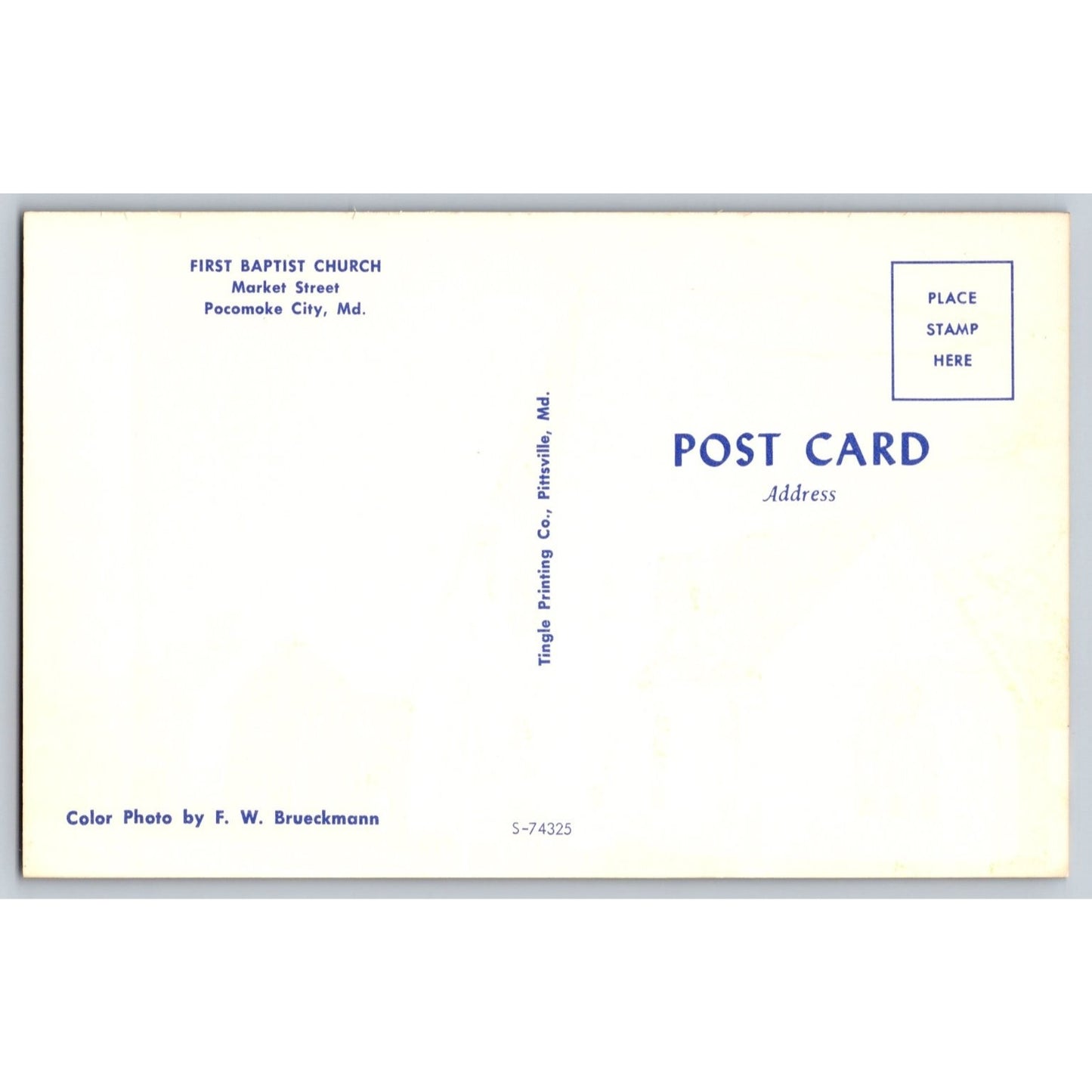 Pocomoke City MD Maryland First Baptist Church Chrome Postcard Unused