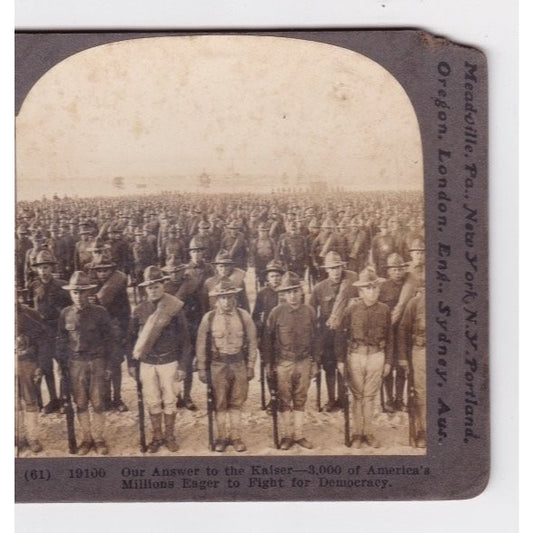 Our Answer to Kaiser America's Military Stereoview Keystone View Co WWI Army