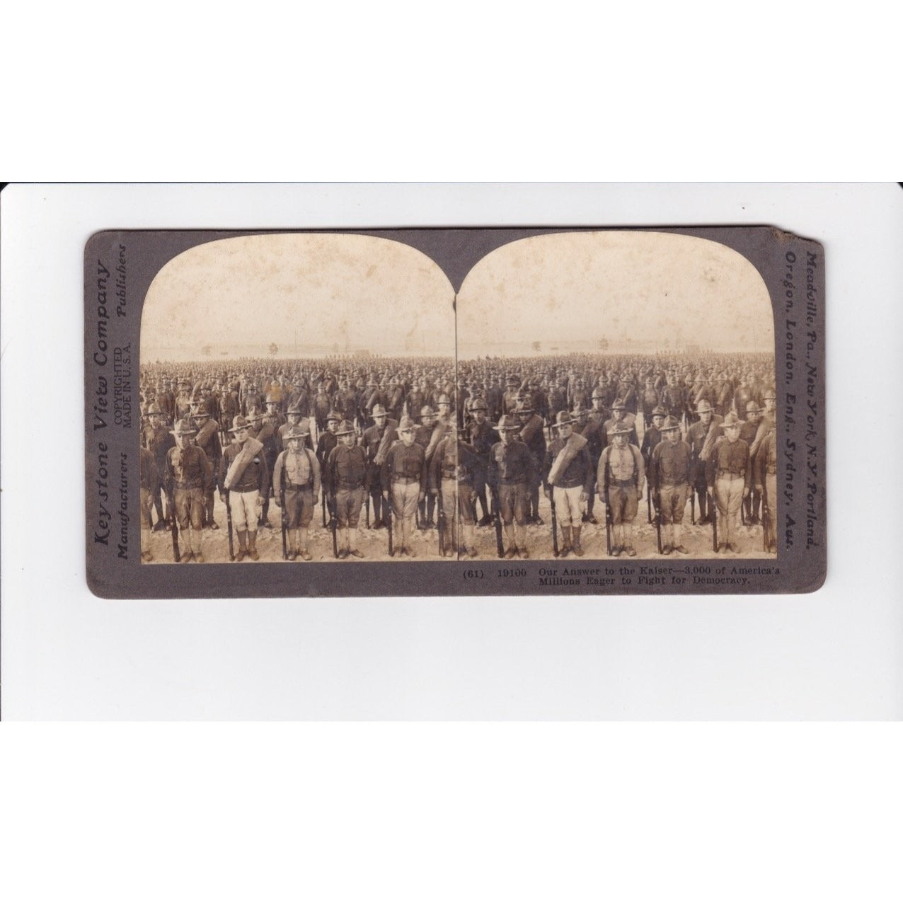 Our Answer to Kaiser America's Military Stereoview Keystone View Co WWI Army