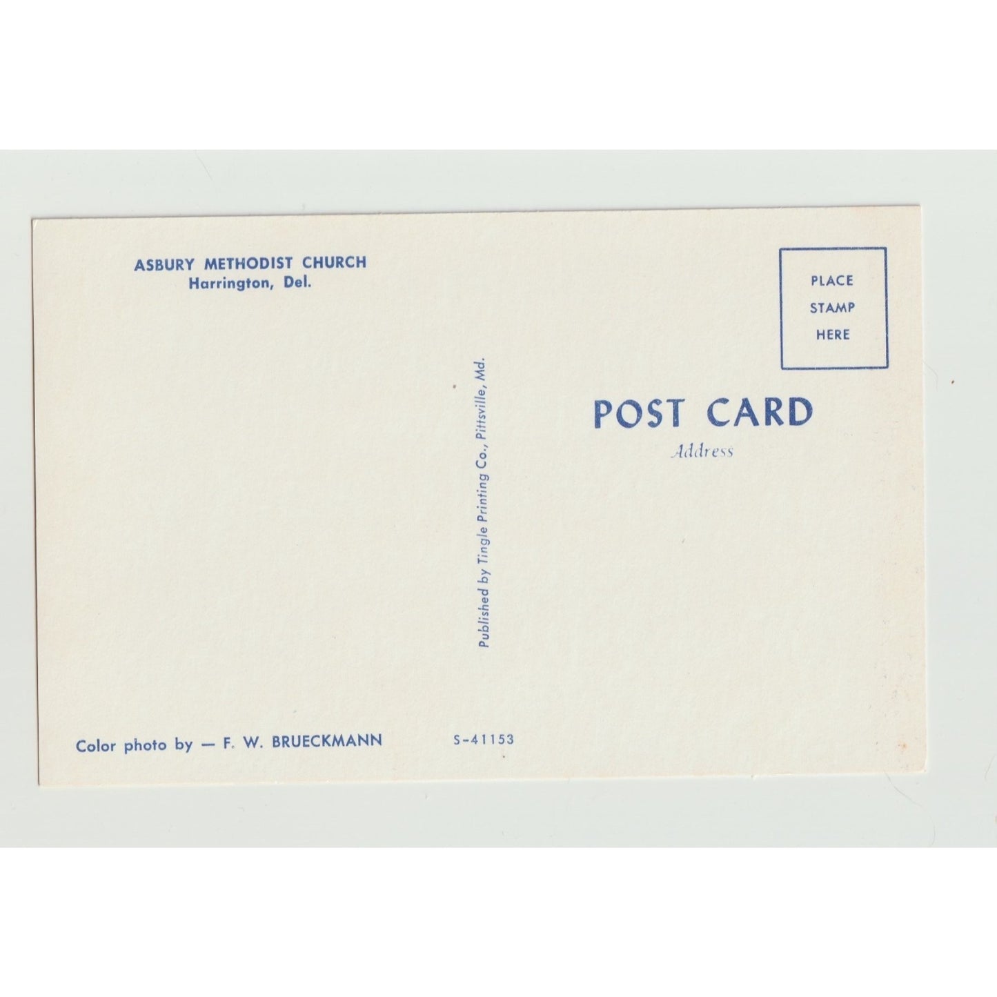 Harrington DE Delaware Asbury Methodist Church Chrome Postcard FW Brueckmann