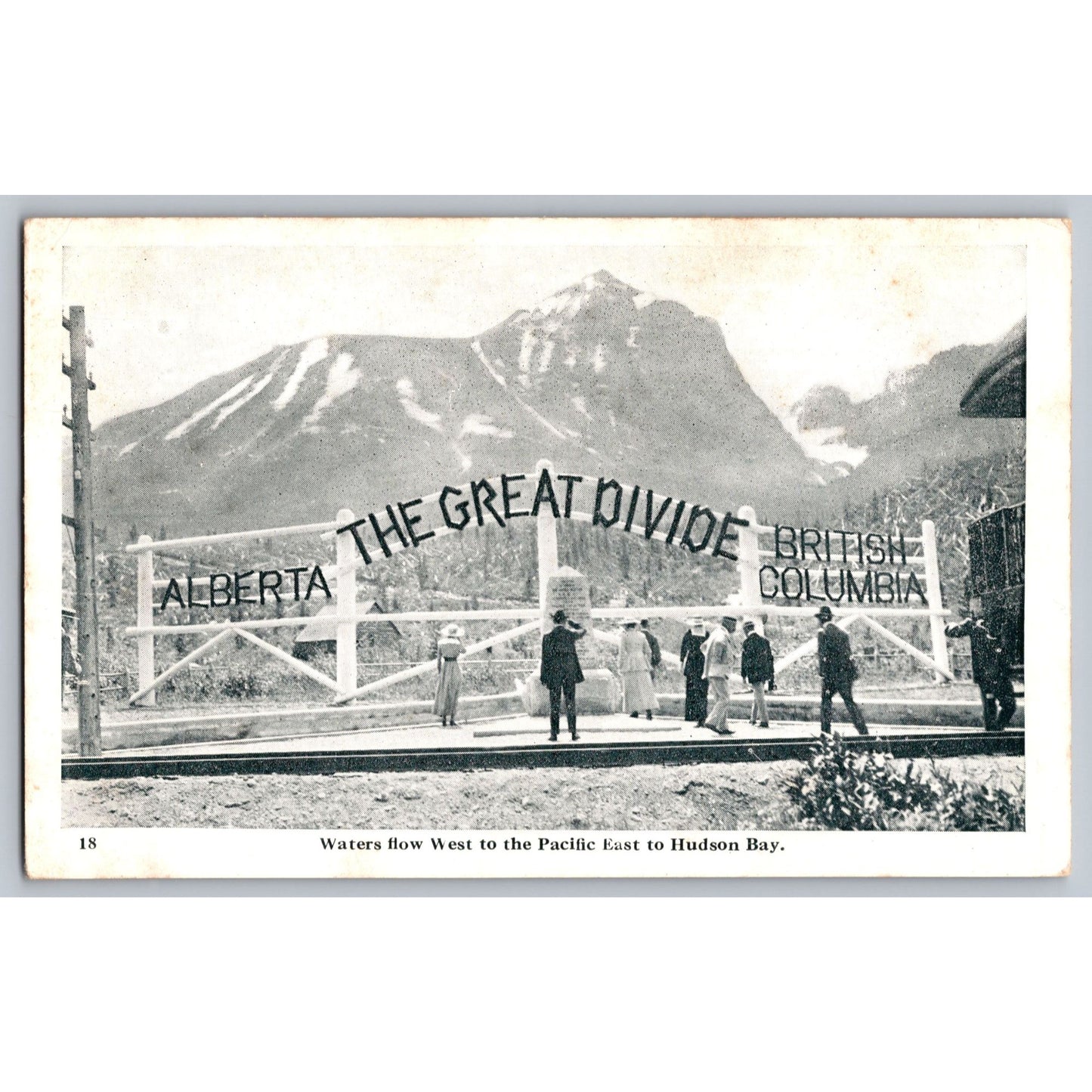 Alberta British Columbia Great Divide Provincial Border Early 1900s Postcard