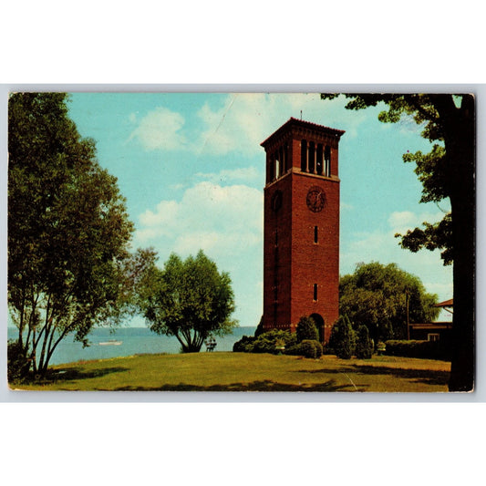 Chautauqua NY New York Miller Bell Tower Lake View 1970 Chrome Postcard