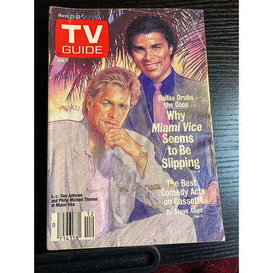 TV Guide March 21-27 1987 Featuring Miami Vice Cover Art By Ann Meisel Vintage