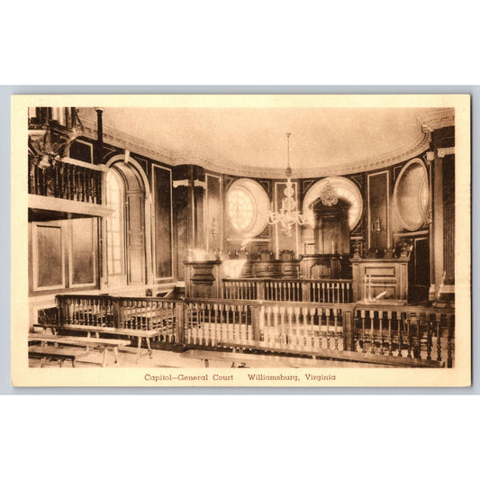 Williamsburg VA Virginia Capitol General Court Chrome Postcard Unused