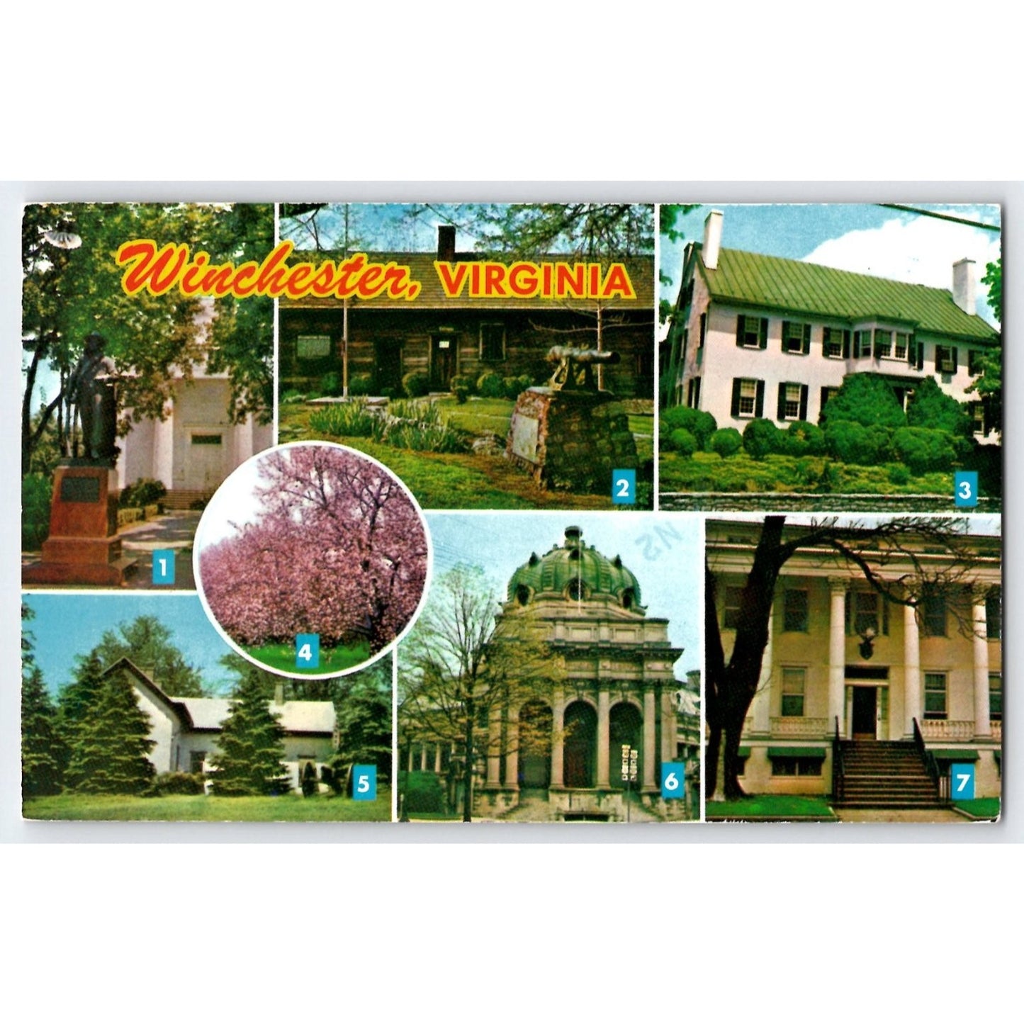 Winchester VA Virginia Multi-View Postcard 1988 Apple Blossom Chrome Postcard