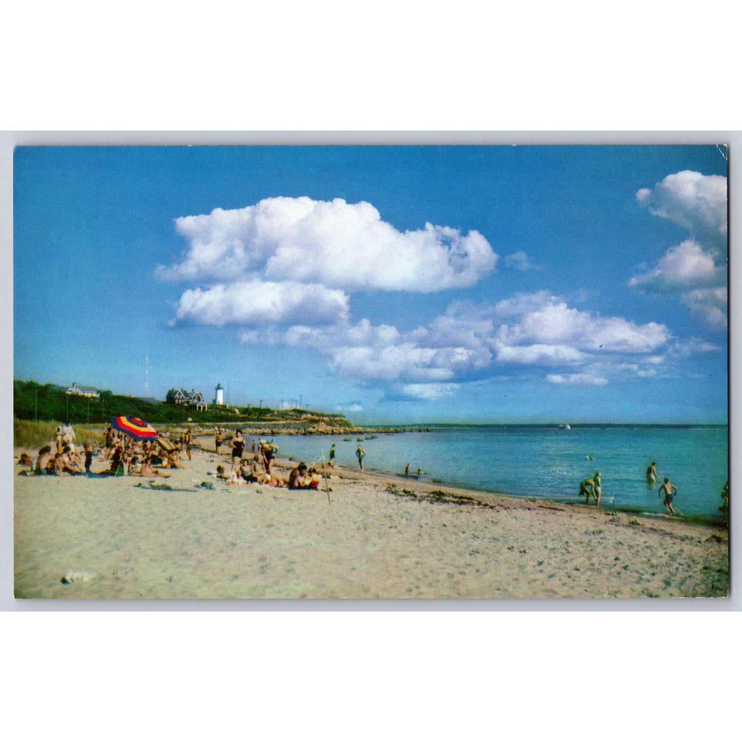 Cape Cod MA Massachusetts Nobska Beach & Lighthouse Chrome Postcard Unused