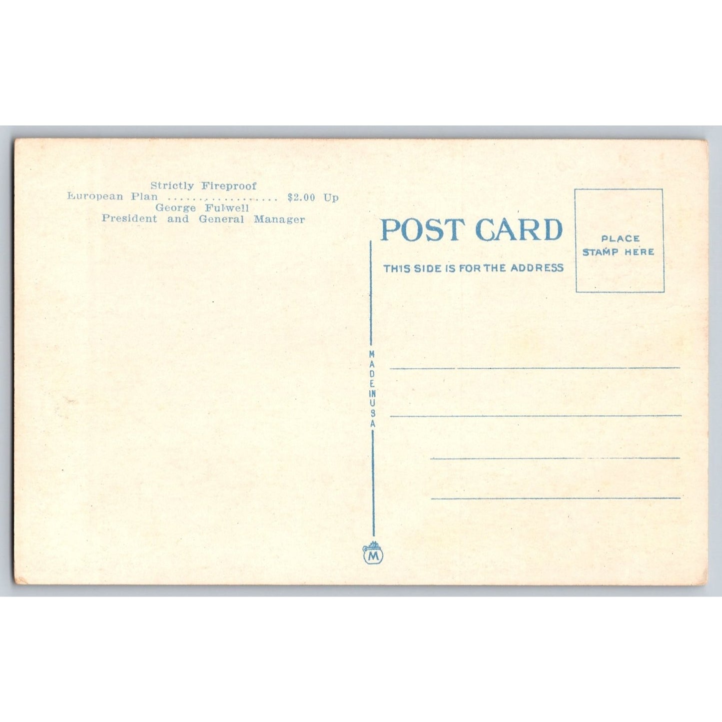 Cleveland OH Ohio Colonial Hotel 1920s White Border Postcard