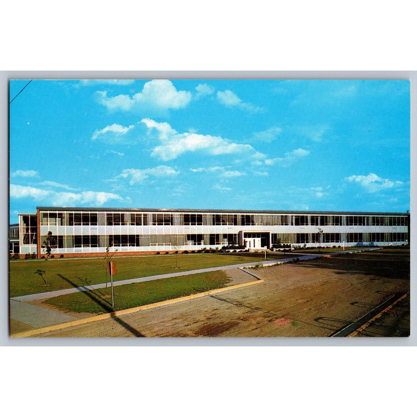 Mt Pleasant MI Michigan Central Michigan University Rowe Hall 1950s Postcard