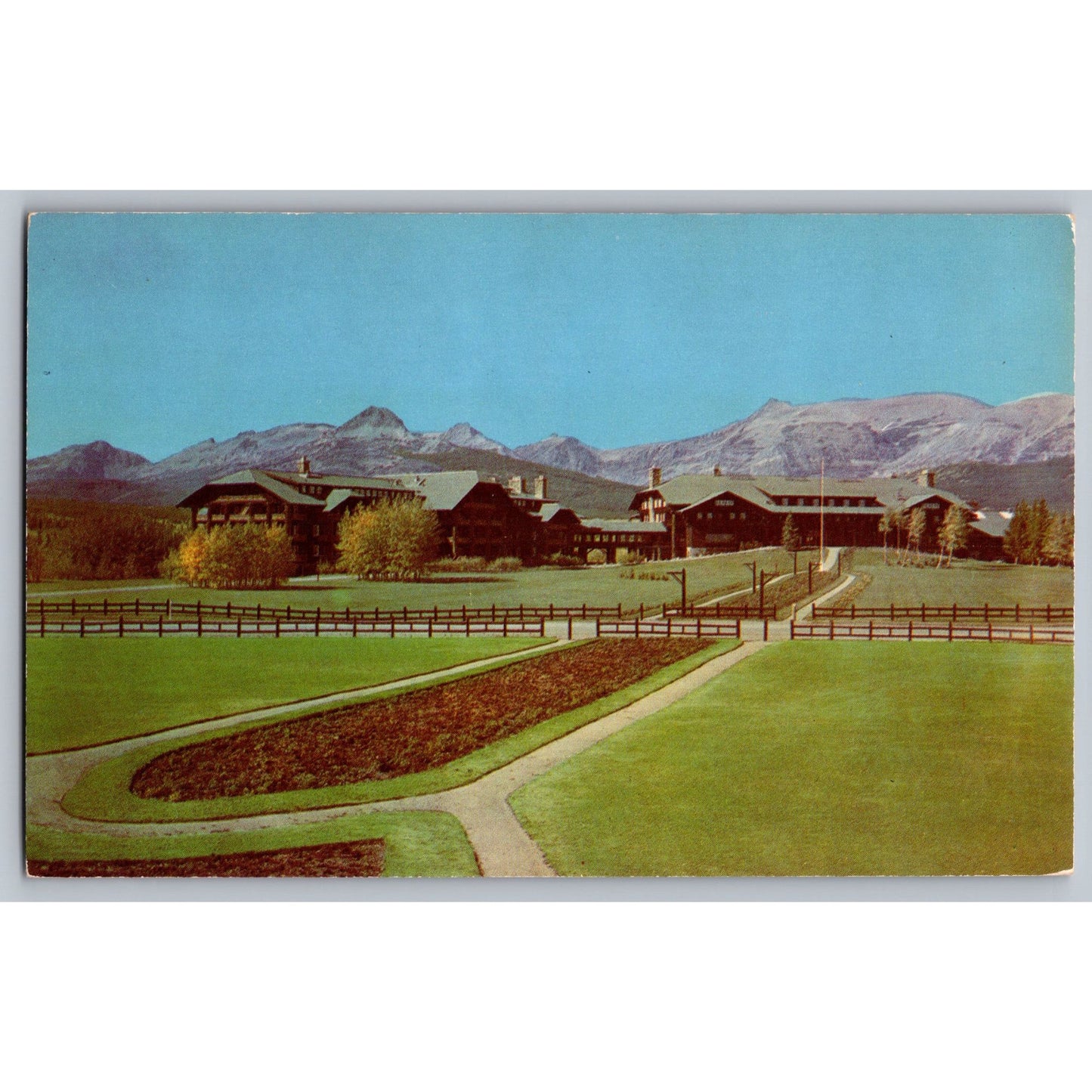 East Entrance To Glacier National Park Hotel Montana Chrome Postcard McKee