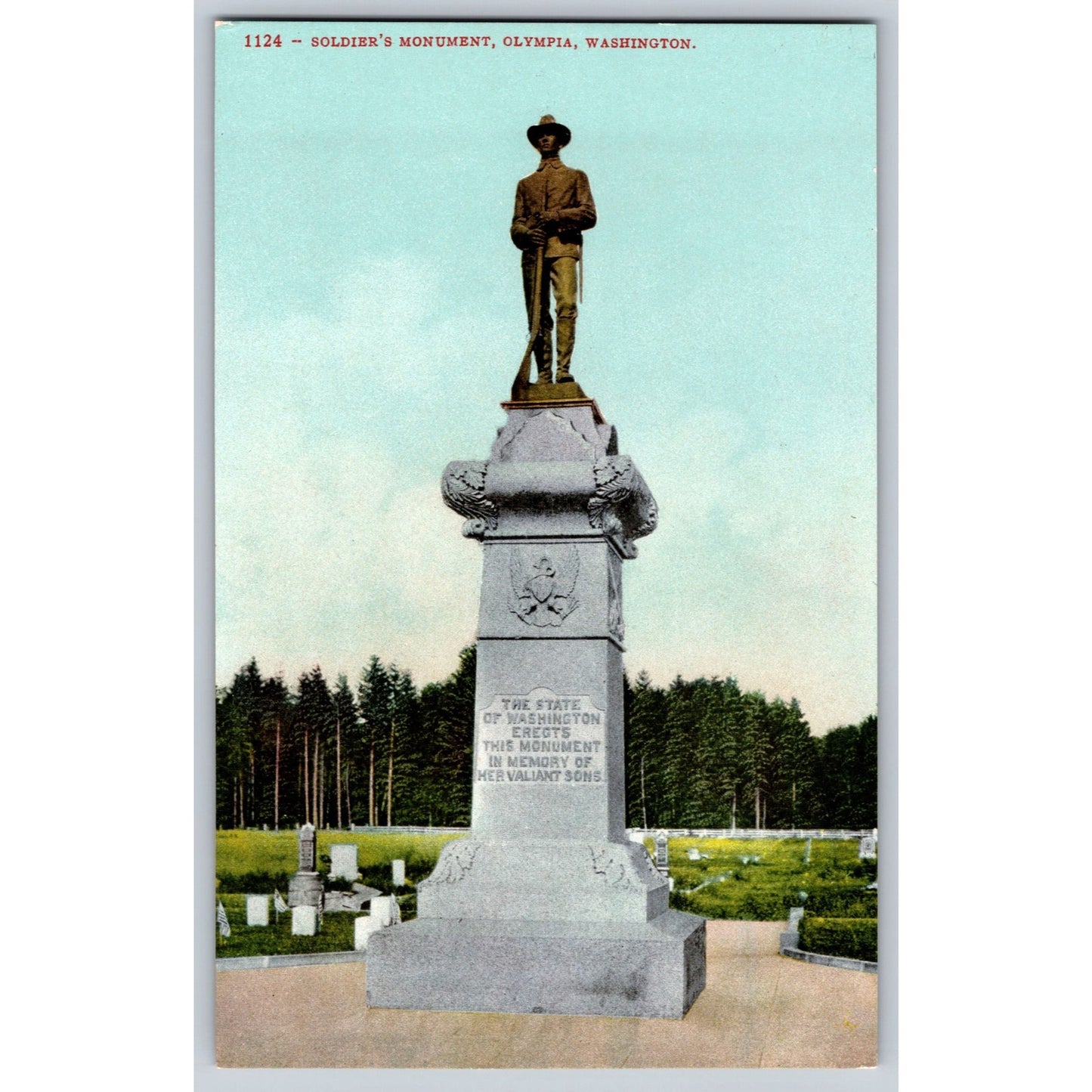 Olympia WA Washington Soldiers Monument Divided Back Postcard Edward H Mitchell