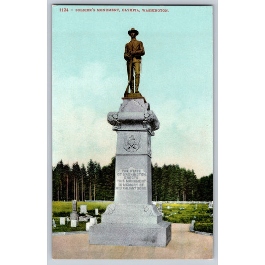 Olympia WA Washington Soldiers Monument Divided Back Postcard Edward H Mitchell