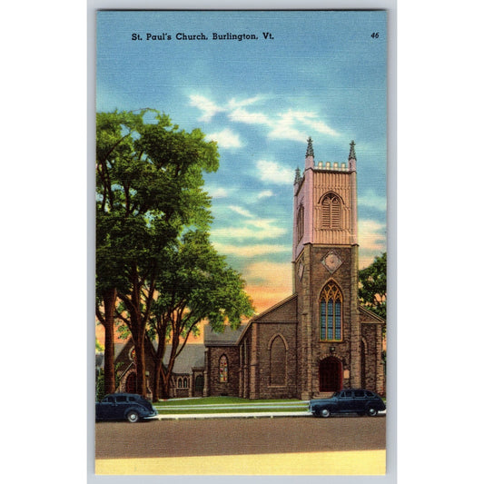 Burlington VT Vermont St Paul's Church 1940 Linen Postcard Unused