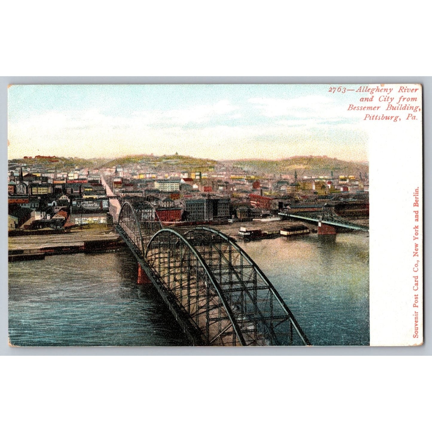 Pittsburgh PA Allegheny River View from Bessemer Building Undivided Postcard