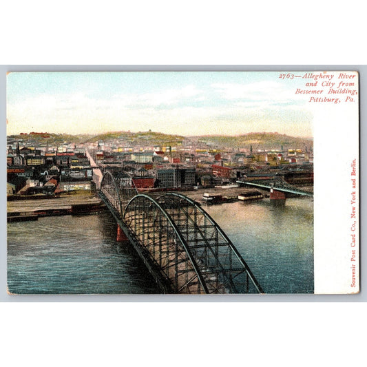Pittsburgh PA Allegheny River View from Bessemer Building Undivided Postcard