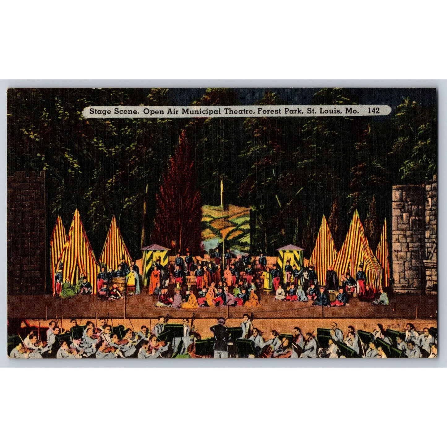 St Louis MO Missouri The Muny Open Air Municipal Theatre Forest Park Postcard