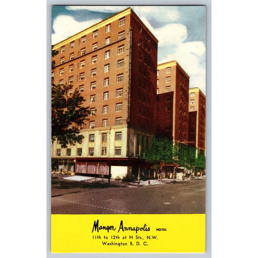 Washington DC Manger Annapolis Hotel Chrome Postcard Unused E C Kropp