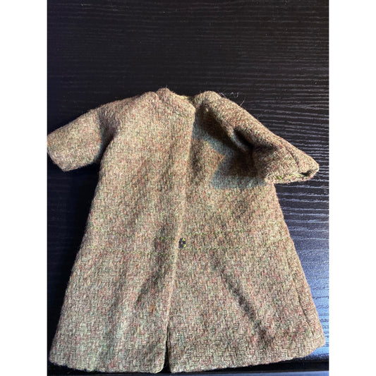 Barbie Fashion Doll Vintage Handmade Brown Tweed Coat Silk Lined 1950s or 60s