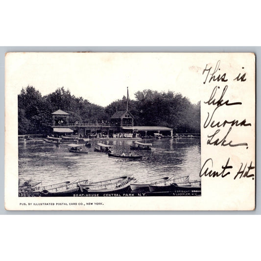 New York City NY Central Park Boat House Early 1900s Postcard