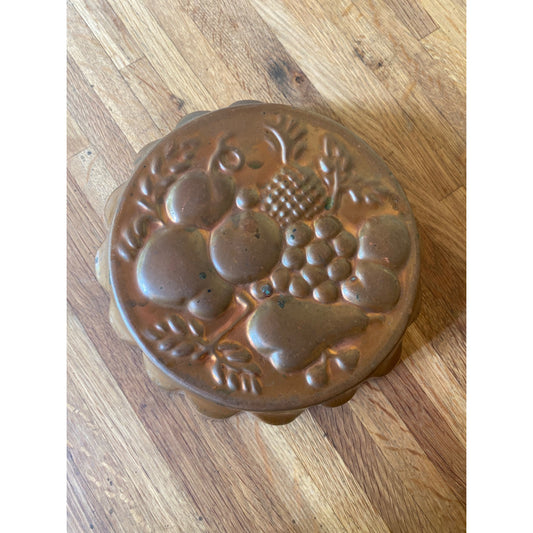 Vintage Copper Fruit Embossed Jello Food Mold Pan or Wall Decor