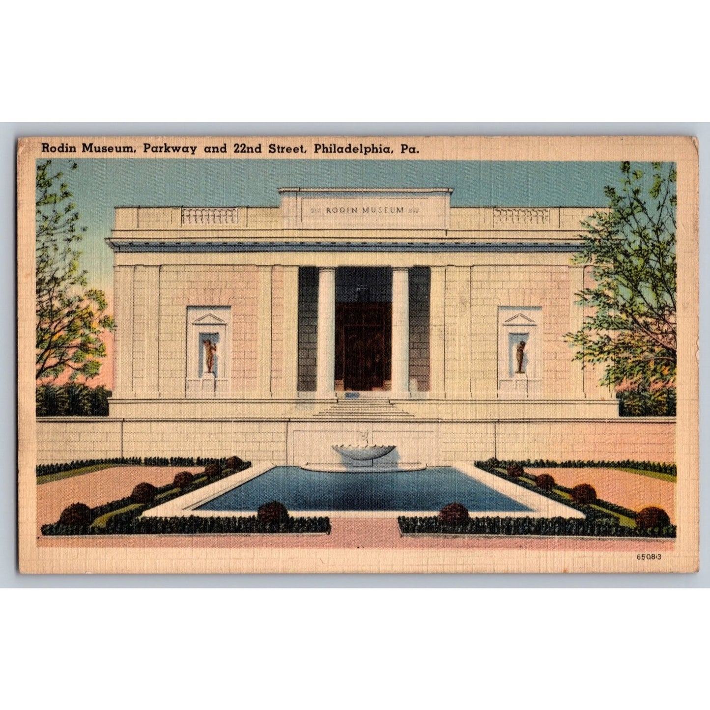 Philadelphia PA Pennsylvania Rodin Museum Linen Postcard Tichnor Bros