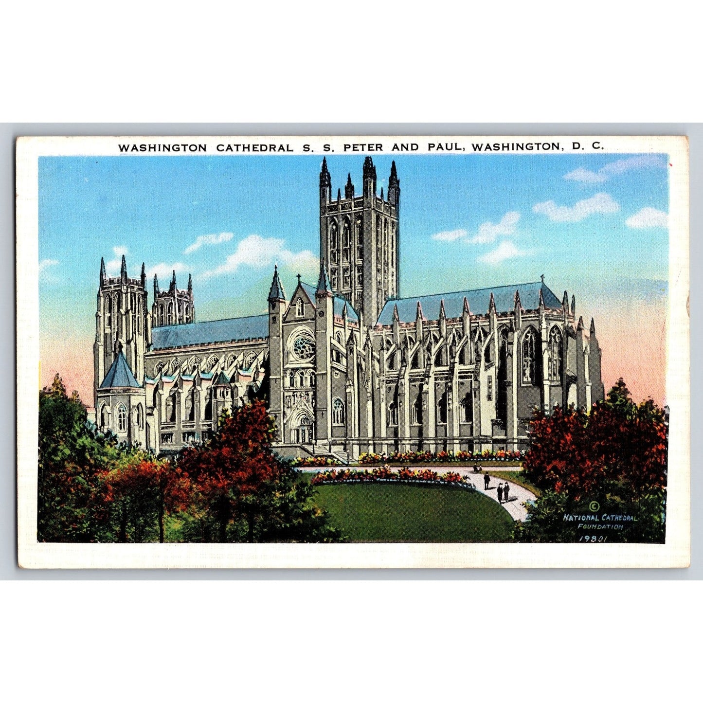 Washington DC Cathedral St Peter & Paul 1936 White Border Postcard Unused