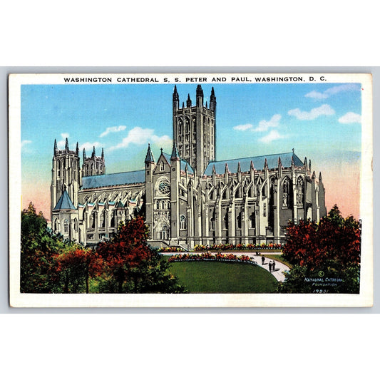 Washington DC Cathedral St Peter & Paul 1936 White Border Postcard Unused