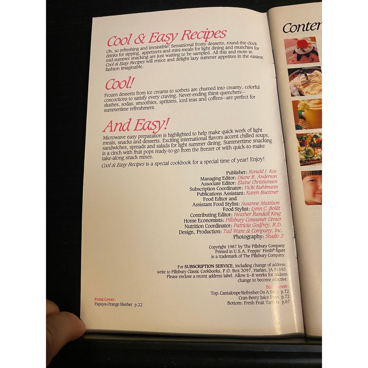 Pillsbury Classic Cookbook Booklet 1987 Light Meals Cool & Easy Recipes