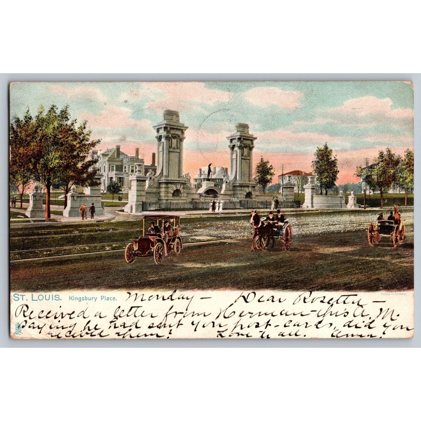 St Louis MO Missouri Kingsbury Place Postcard Early 1900s Undivided Back