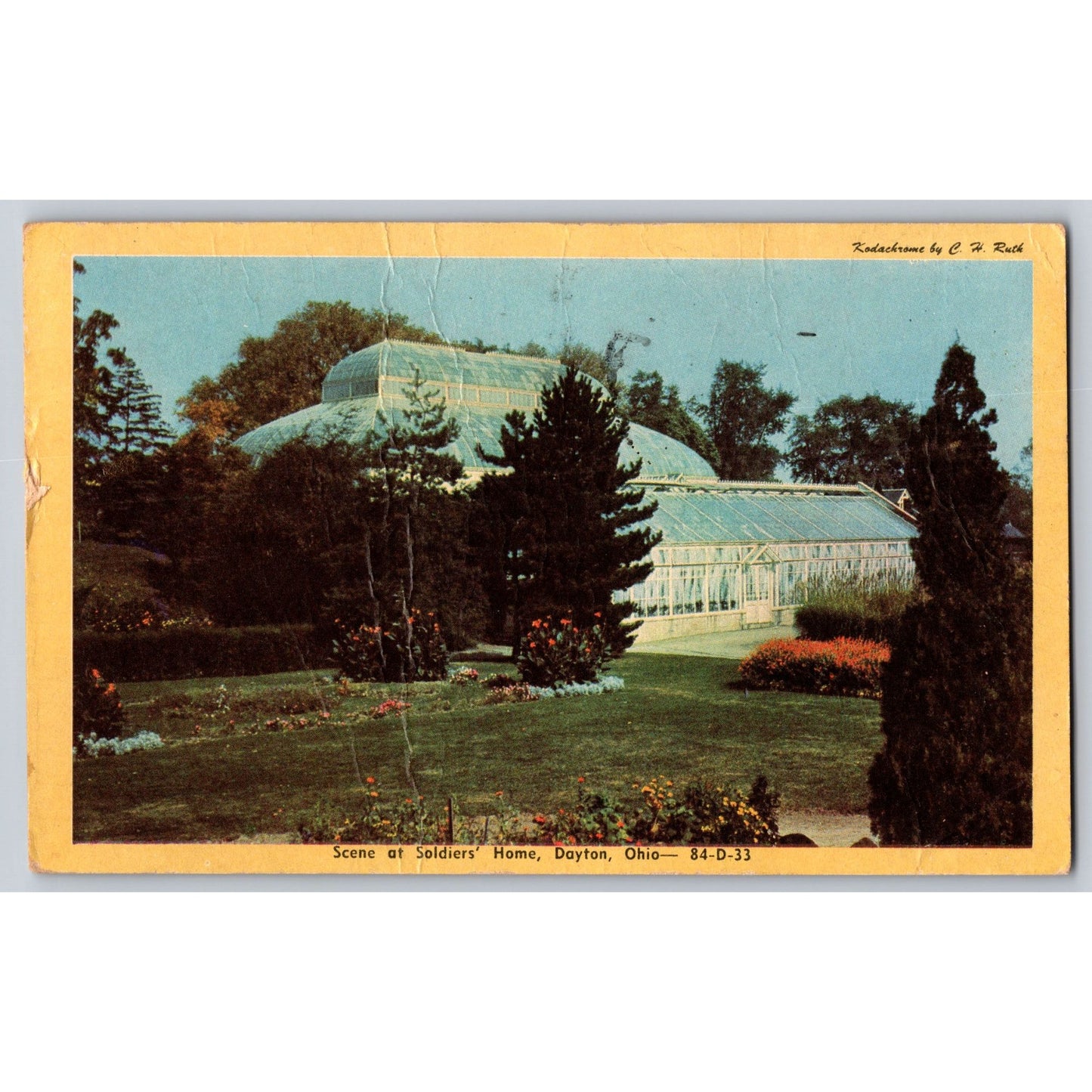 Dayton OH Ohio Soldiers Home Scene Linen Postcard 1954 Used