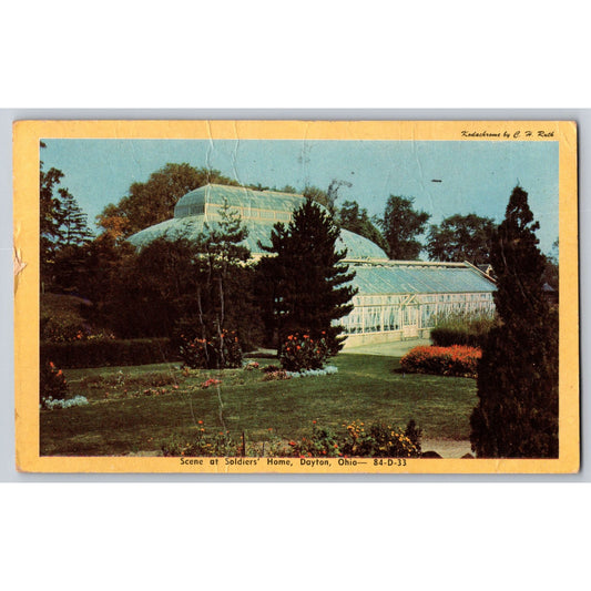 Dayton OH Ohio Soldiers Home Scene Linen Postcard 1954 Used
