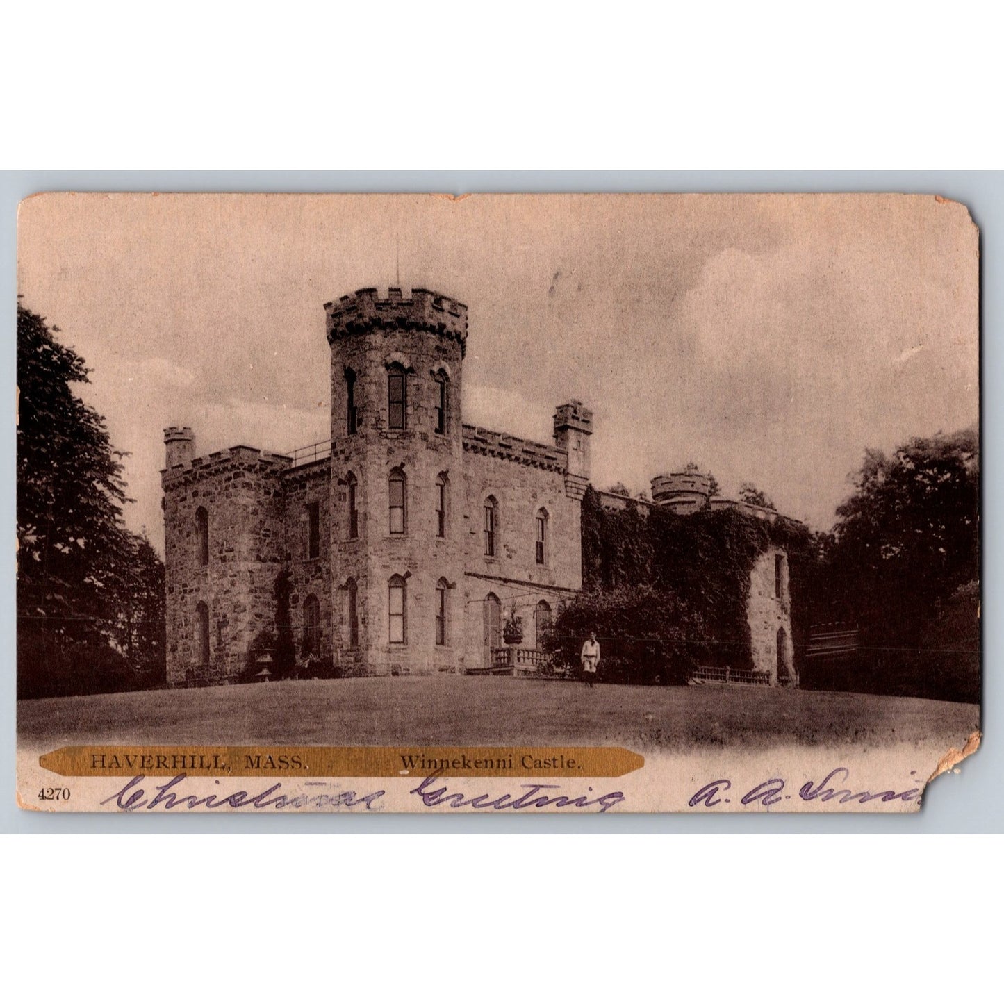 Haverhill MA Massachusetts Winnekenni Castle 1905 Undivided Back Postcard Used