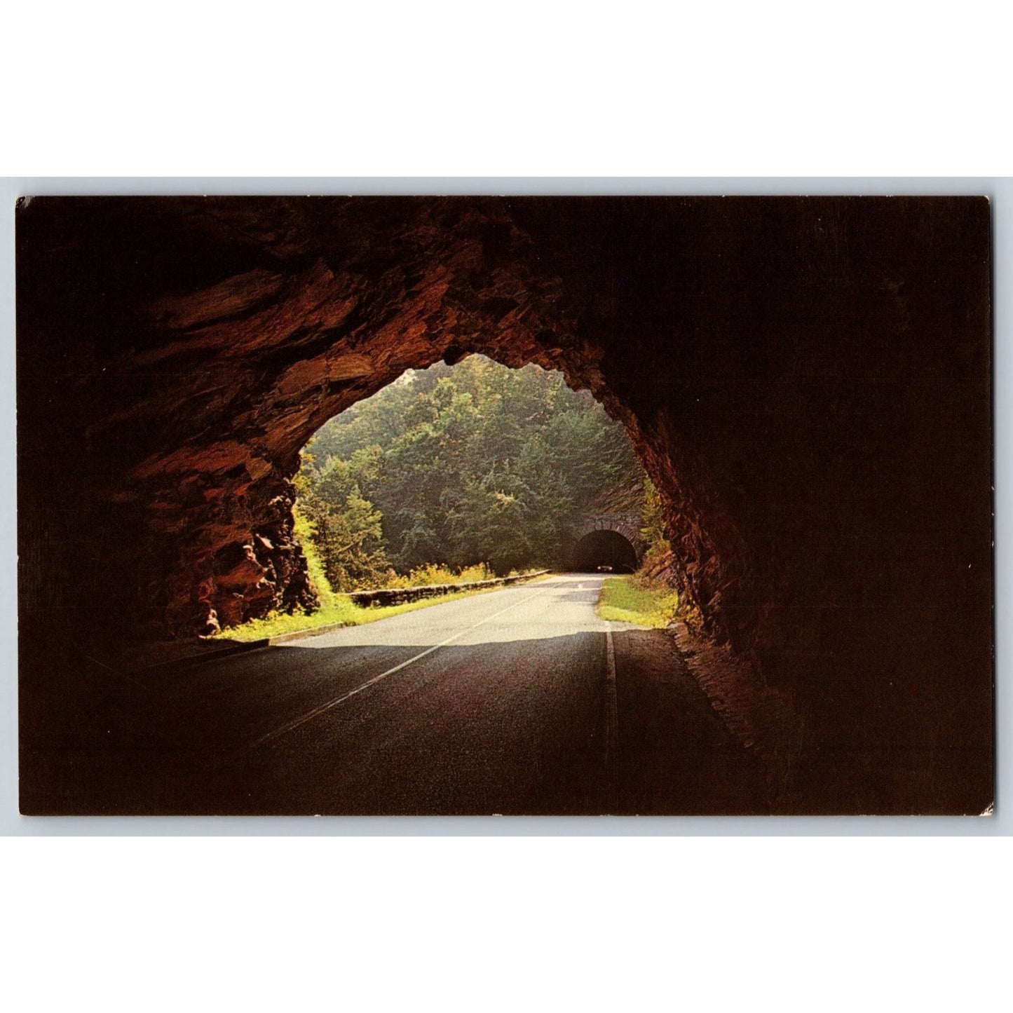 Linnville NC North Carolina Twin Tunnels Blue Ridge Parkway Chrome Postcard