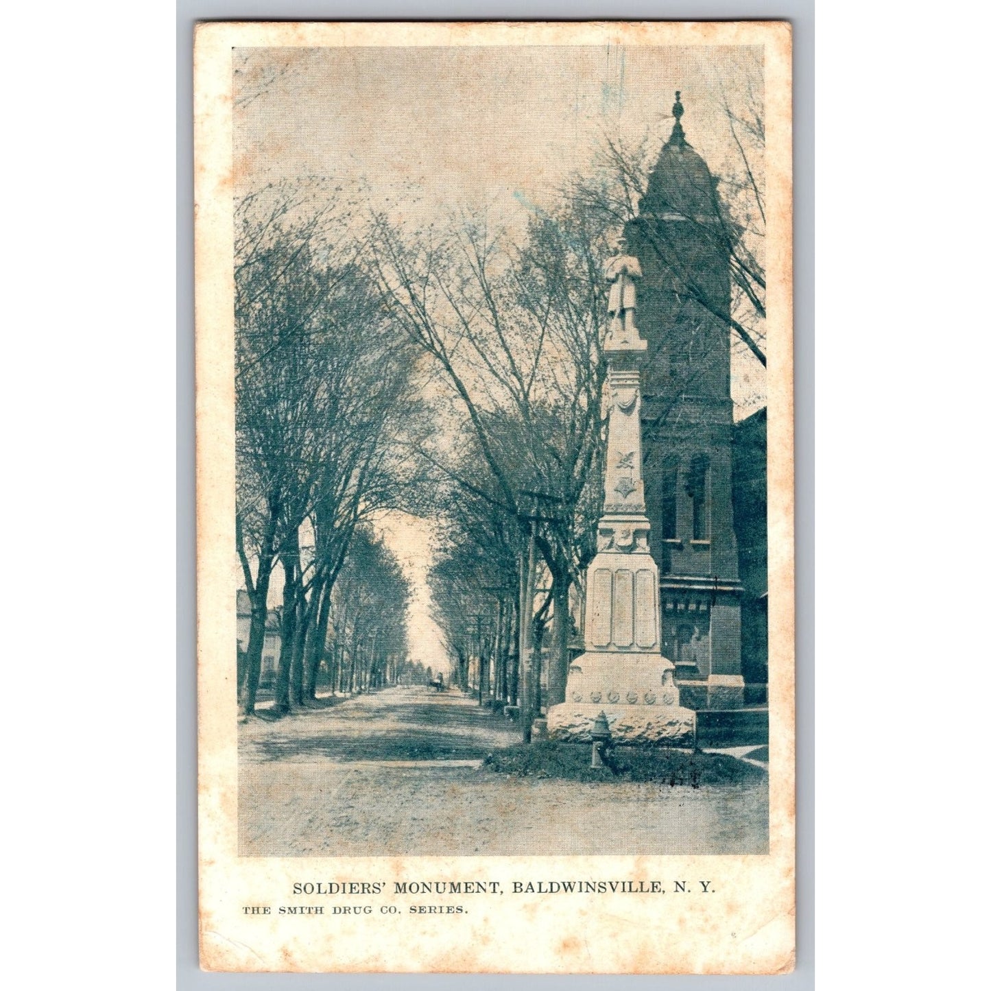 Baldwinsville NY New York Soldiers Monument 1908 Postcard Smith Drug Co