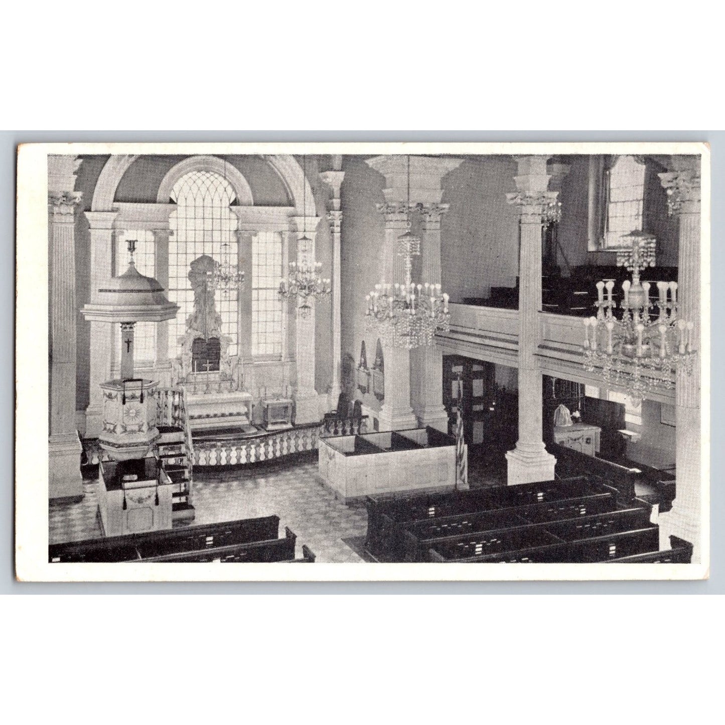New York City NY Saint Paul's Chapel Interior Chrome Postcard