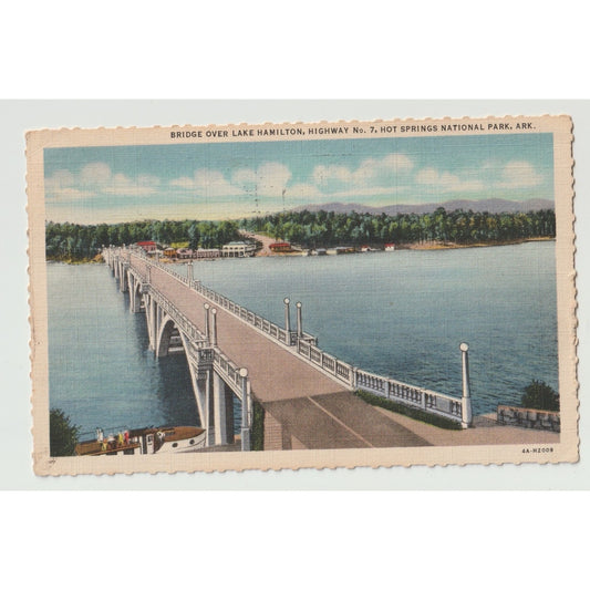 Postcard AR Arkansas Hot Springs National Park Bridge Lake Hamilton 1931 Used