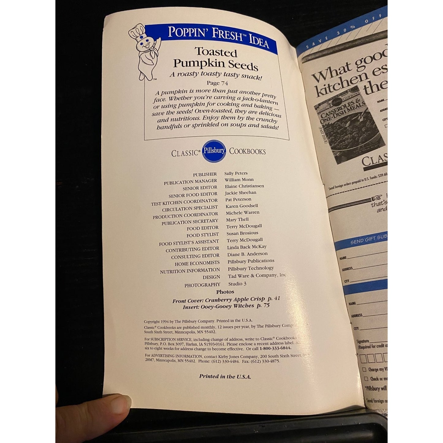 Pillsbury Classic Cookbook Booklet 1993 Down-Home Cooking & Baking Recipes