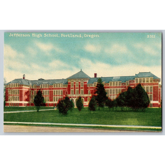Portland OR Oregon Jefferson High School Divided Back Postcard Unused