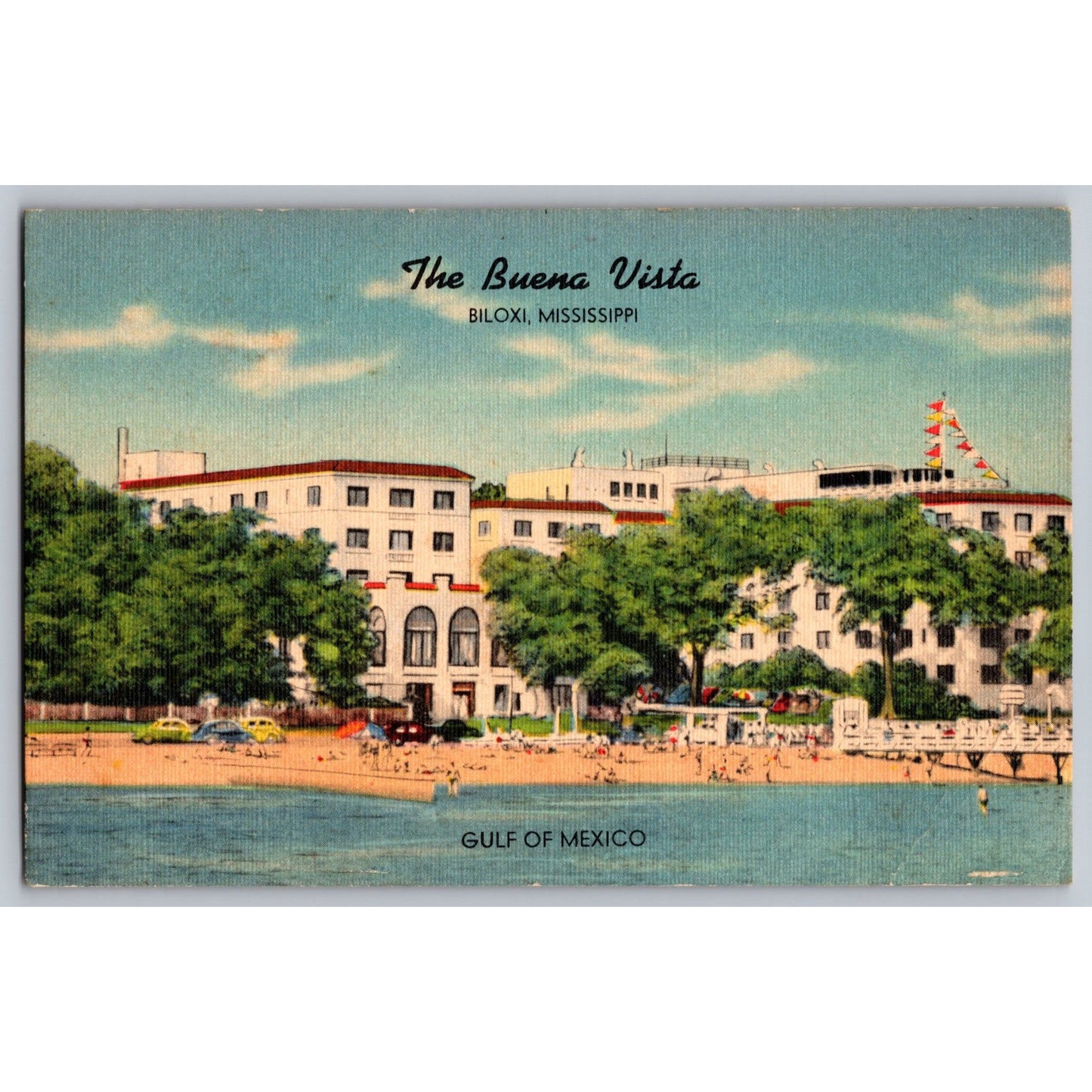 Biloxi MS Mississippi The Buena Vista Hotel Gulf Of Mexico Linen Postcard Unused