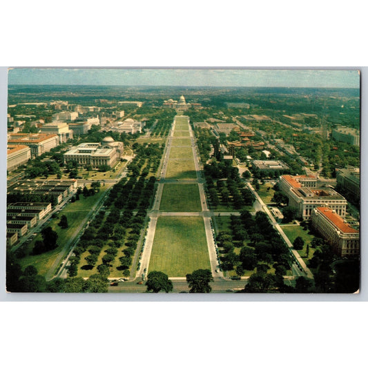 Washington DC The Mall Capitol & Washington Monument Aerial View Postcard