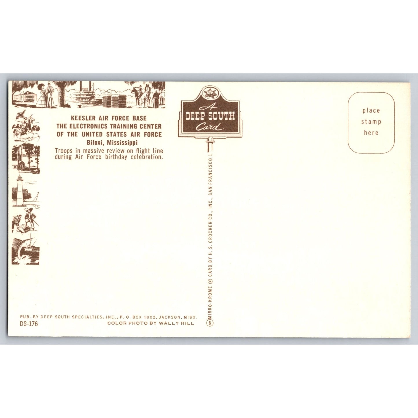Biloxi MS Mississippi Keesler Air Force Base Chrome Postcard Unused Deep South