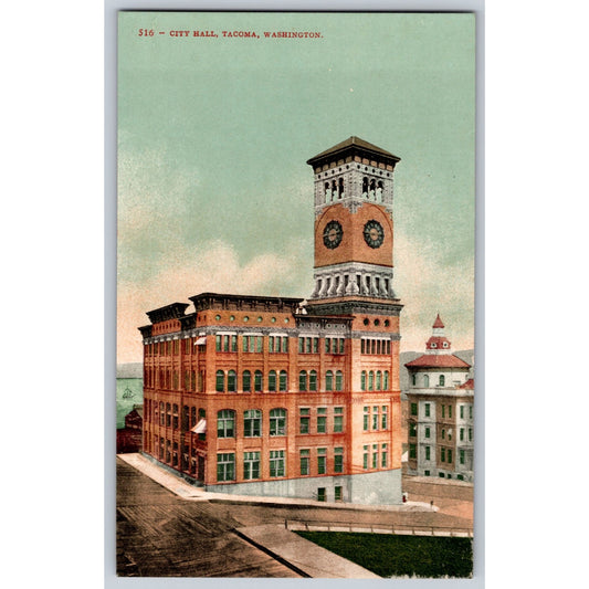 Tacoma WA Washington City Hall Divided Back Postcard Unused Edward H Mitchell