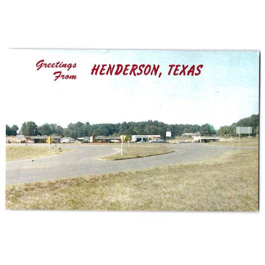 Henderson TX Texas Traffic Circle Chrome Postcard Lee Caskey