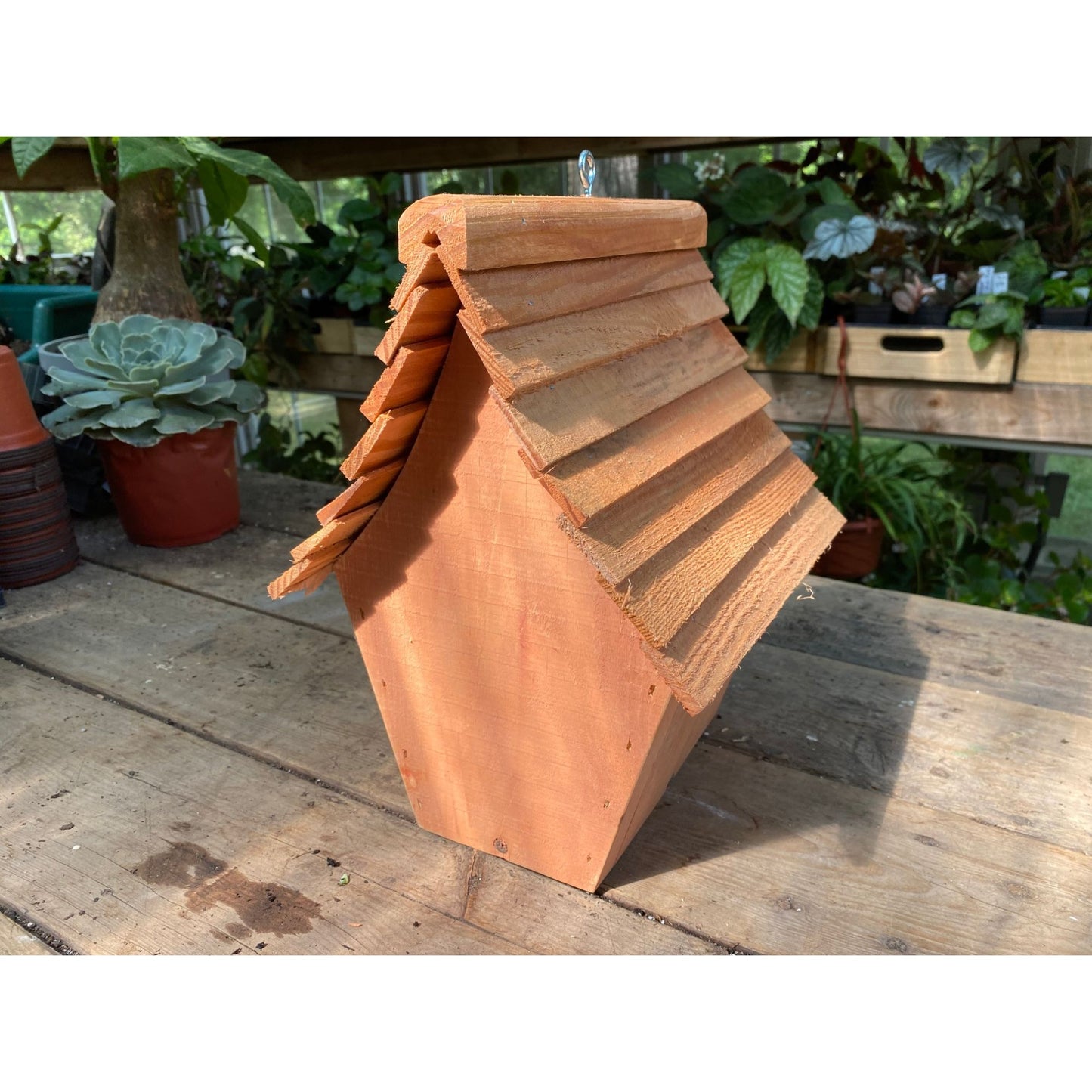 Handmade Birdhouse for Outdoor Use - Pumpkin Spice Milk Paint and Stained Roof